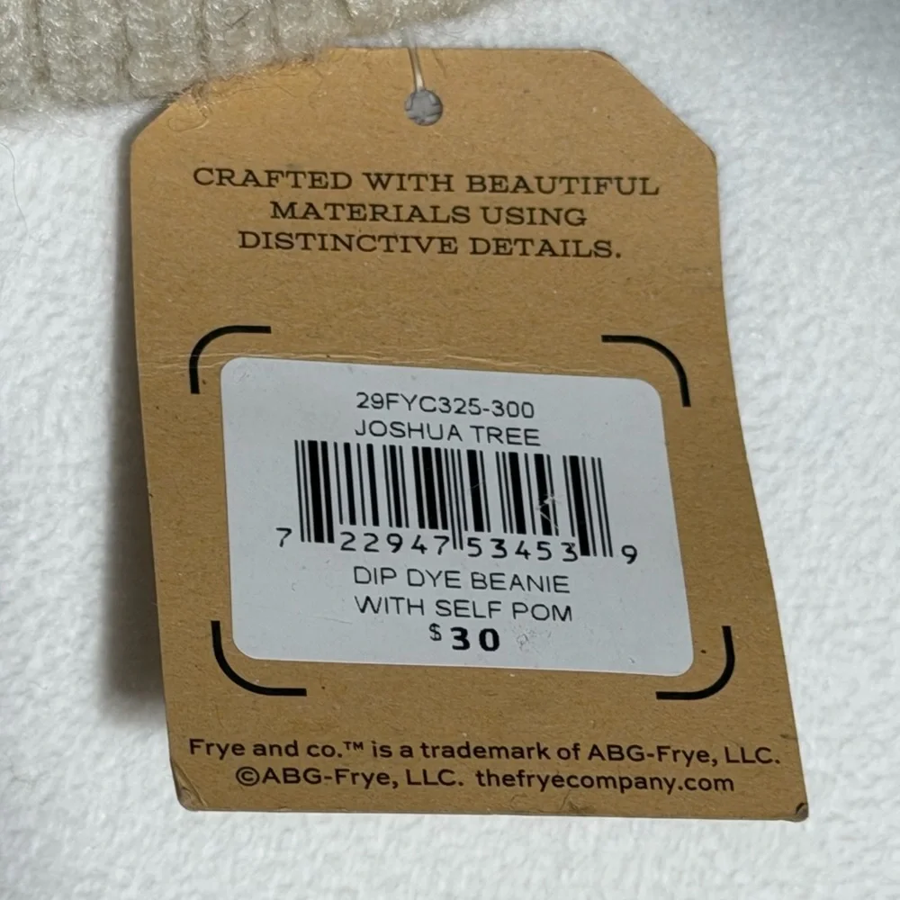 NWT FRYE AND CO. Green and Cream Dip Dye Beanie With Pom Knit Hat OSFM